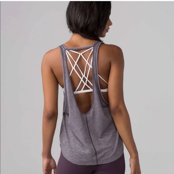 lululemon athletica Tops - Lululemon" Grey Tank W Back Cut Out